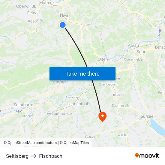 Seltisberg to Fischbach map