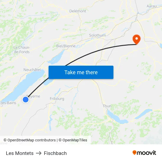 Les Montets to Fischbach map