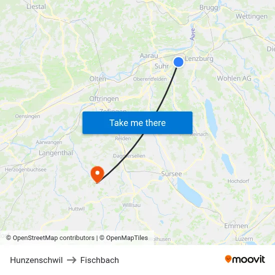 Hunzenschwil to Fischbach map