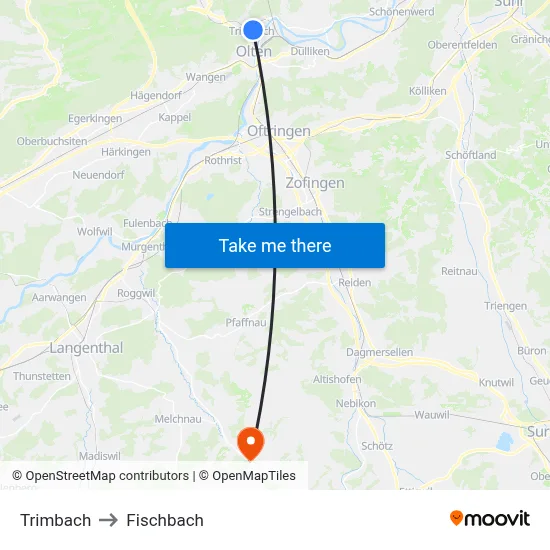 Trimbach to Fischbach map