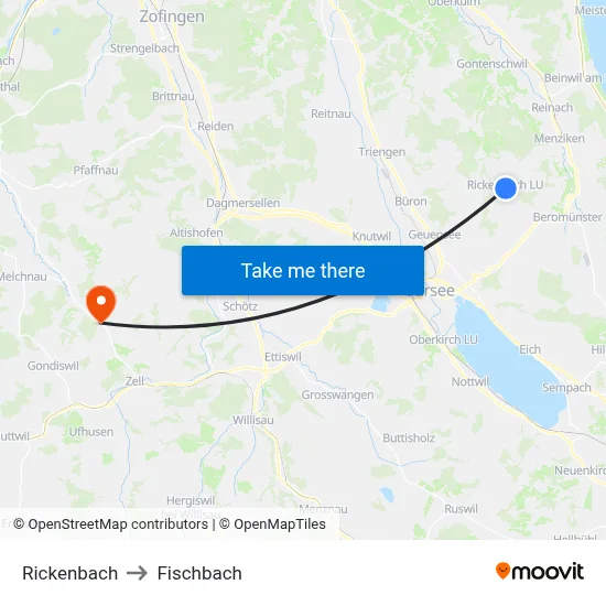 Rickenbach to Fischbach map
