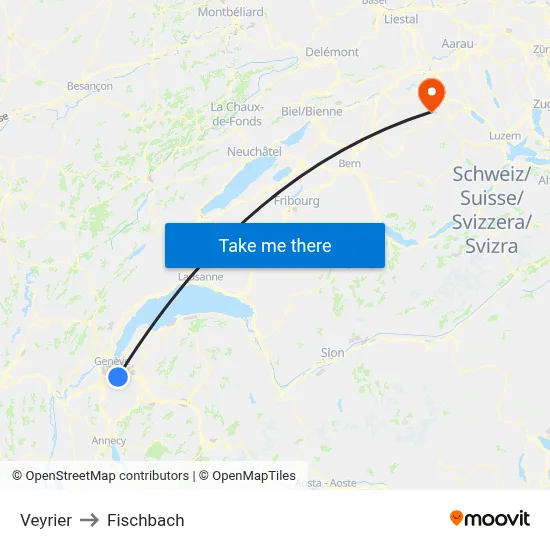 Veyrier to Fischbach map