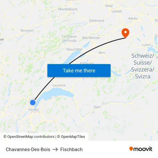 Chavannes-Des-Bois to Fischbach map