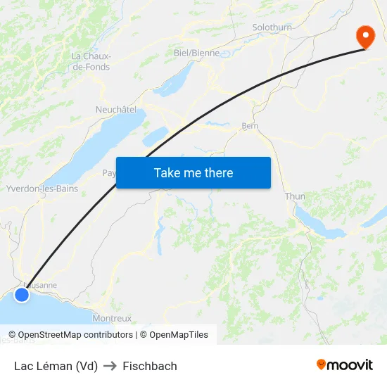 Lac Léman (Vd) to Fischbach map