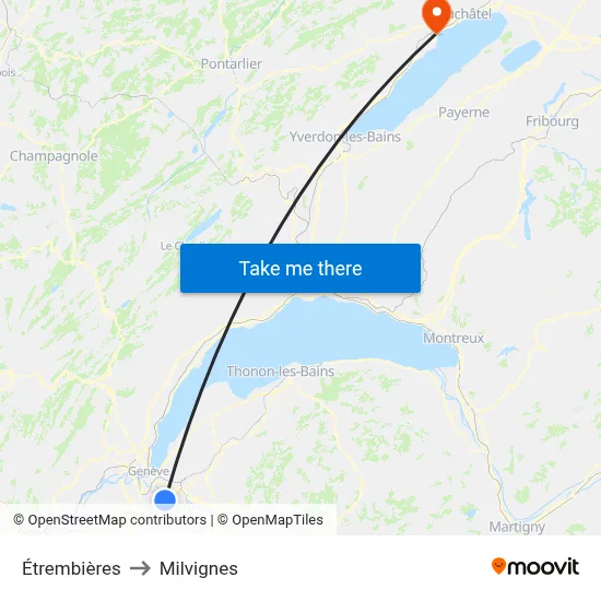 Étrembières to Milvignes map