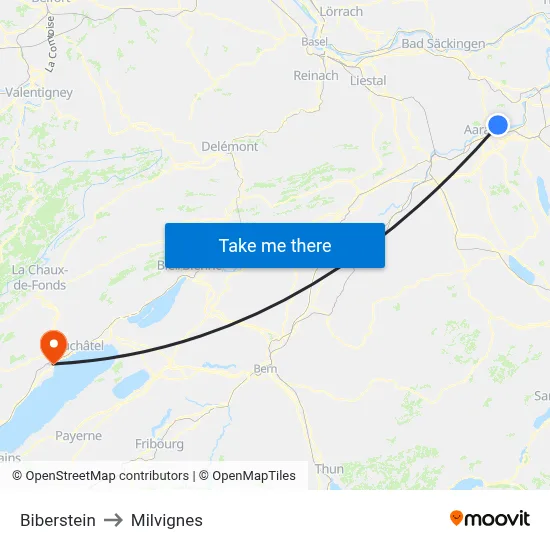 Biberstein to Milvignes map