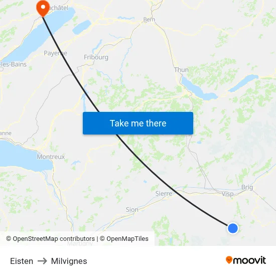 Eisten to Milvignes map