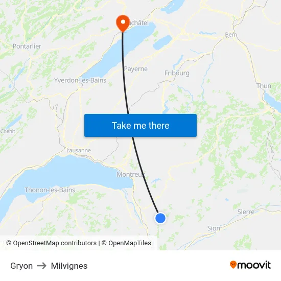 Gryon to Milvignes map