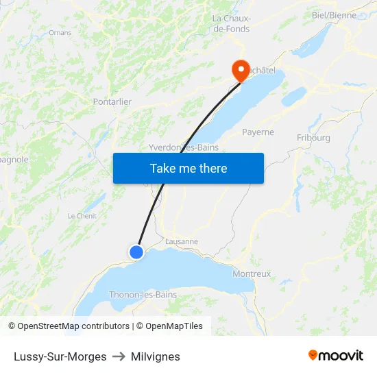 Lussy-Sur-Morges to Milvignes map