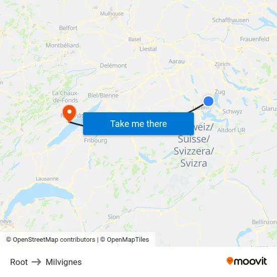 Root to Milvignes map