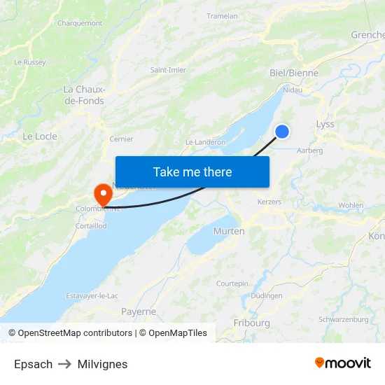Epsach to Milvignes map