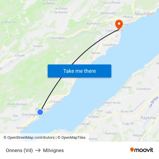 Onnens (Vd) to Milvignes map