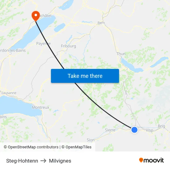 Steg-Hohtenn to Milvignes map