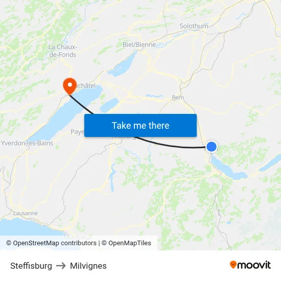Steffisburg to Milvignes map