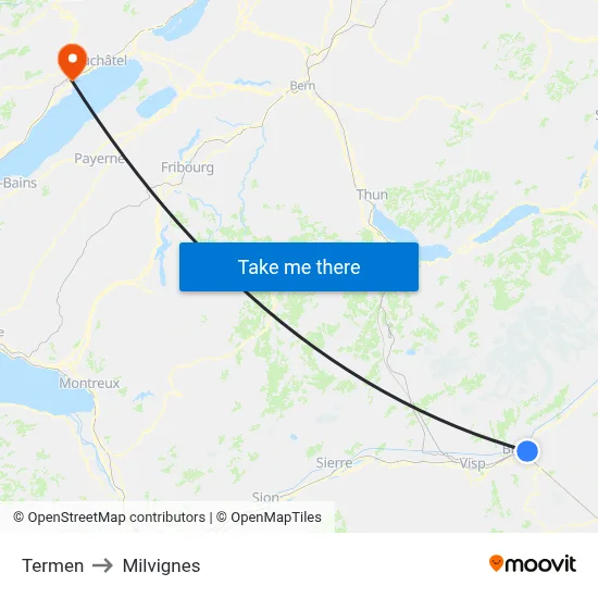 Termen to Milvignes map