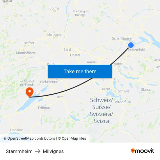 Stammheim to Milvignes map
