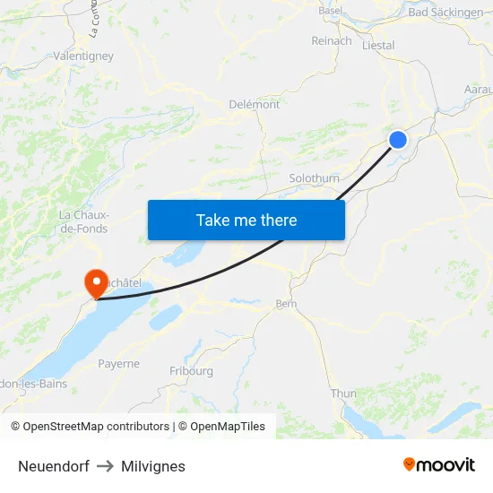 Neuendorf to Milvignes map