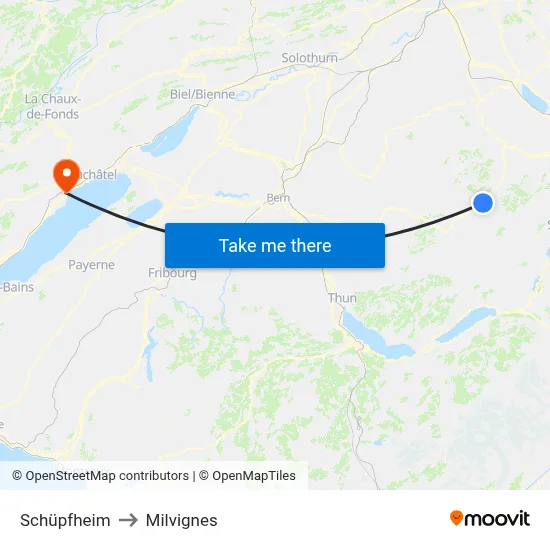 Schüpfheim to Milvignes map