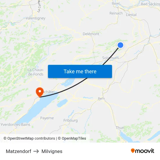 Matzendorf to Milvignes map