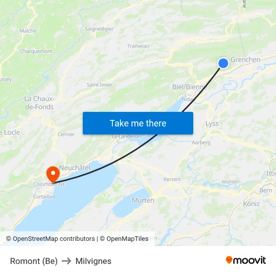 Romont (Be) to Milvignes map