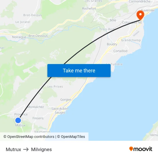 Mutrux to Milvignes map