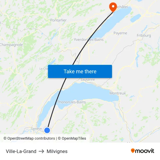 Ville-La-Grand to Milvignes map