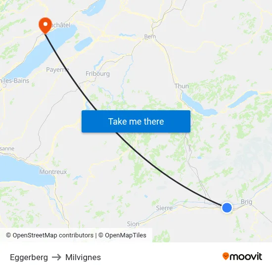 Eggerberg to Milvignes map