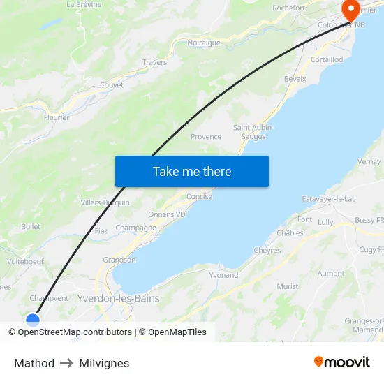 Mathod to Milvignes map