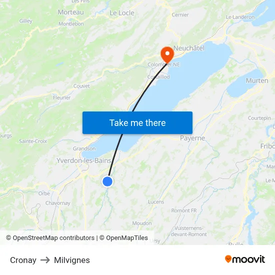 Cronay to Milvignes map
