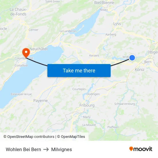 Wohlen Bei Bern to Milvignes map