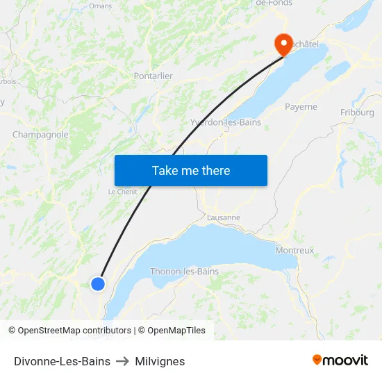 Divonne-Les-Bains to Milvignes map