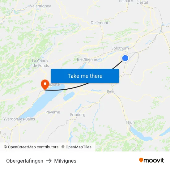 Obergerlafingen to Milvignes map