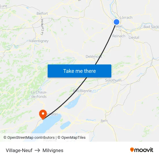 Village-Neuf to Milvignes map
