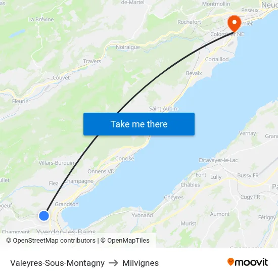 Valeyres-Sous-Montagny to Milvignes map