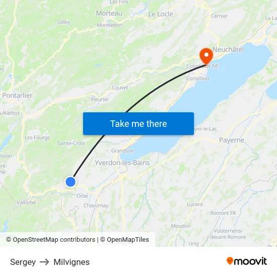 Sergey to Milvignes map