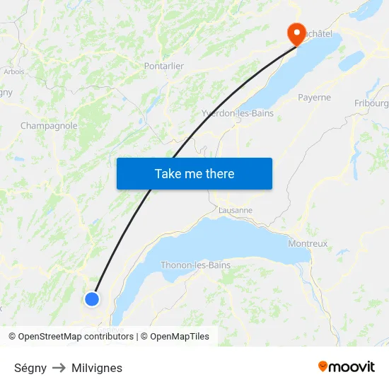 Ségny to Milvignes map