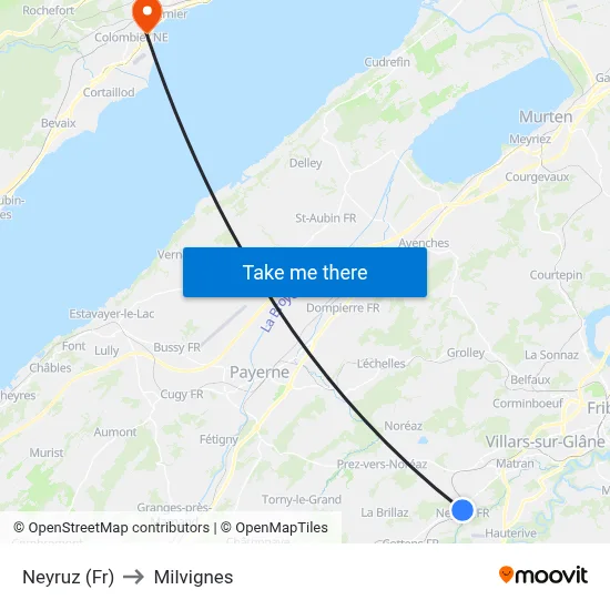 Neyruz (Fr) to Milvignes map