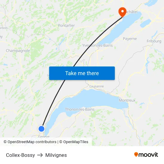 Collex-Bossy to Milvignes map