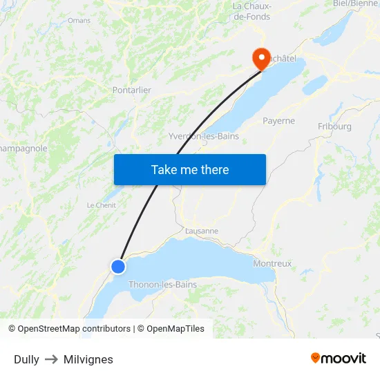 Dully to Milvignes map