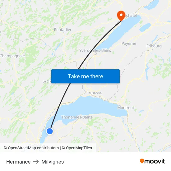 Hermance to Milvignes map