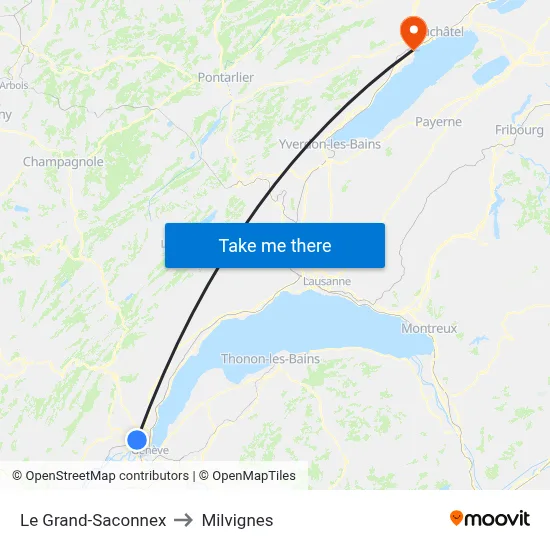 Le Grand-Saconnex to Milvignes map