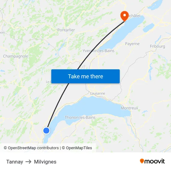 Tannay to Milvignes map