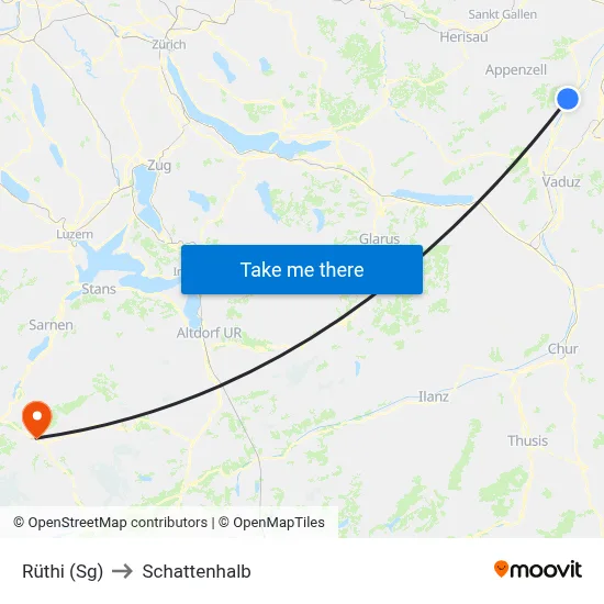 Rüthi (Sg) to Schattenhalb map