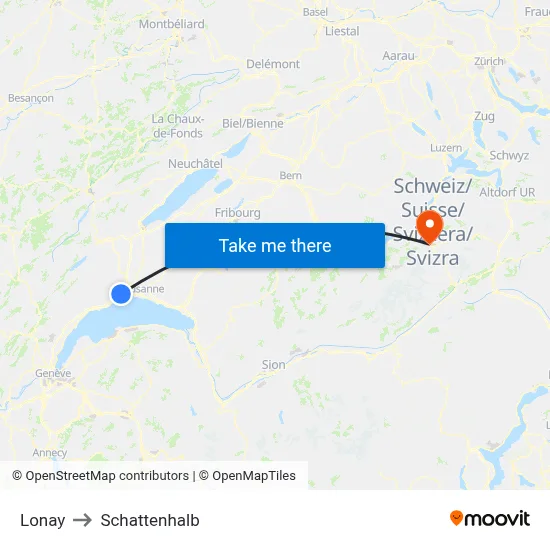 Lonay to Schattenhalb map