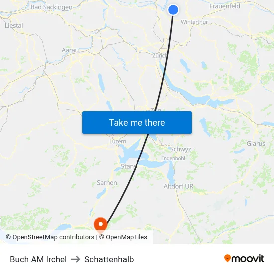 Buch AM Irchel to Schattenhalb map