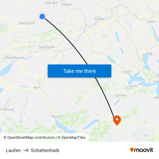 Laufen to Schattenhalb map