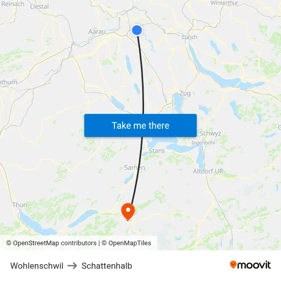 Wohlenschwil to Schattenhalb map