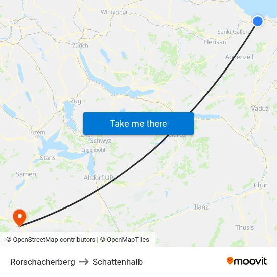 Rorschacherberg to Schattenhalb map