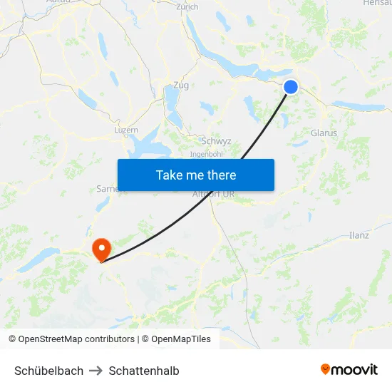 Schübelbach to Schattenhalb map