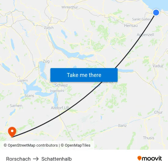 Rorschach to Schattenhalb map
